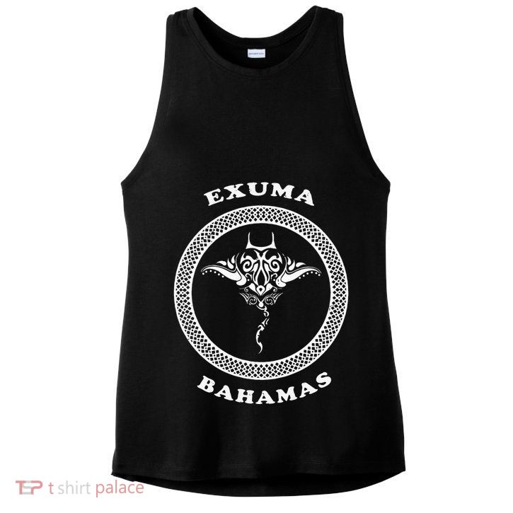 Exuma IslandsBahamas Retro Tribal Stingray Vacation Ladies PosiCharge Tri-Blend Wicking Tank