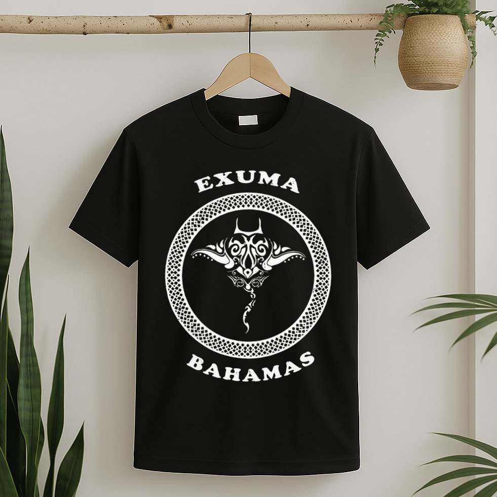 Exuma IslandsBahamas Retro Tribal Stingray Vacation T-Shirt