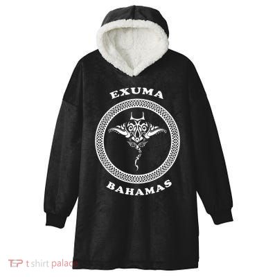Exuma IslandsBahamas Retro Tribal Stingray Vacation Hooded Wearable Blanket