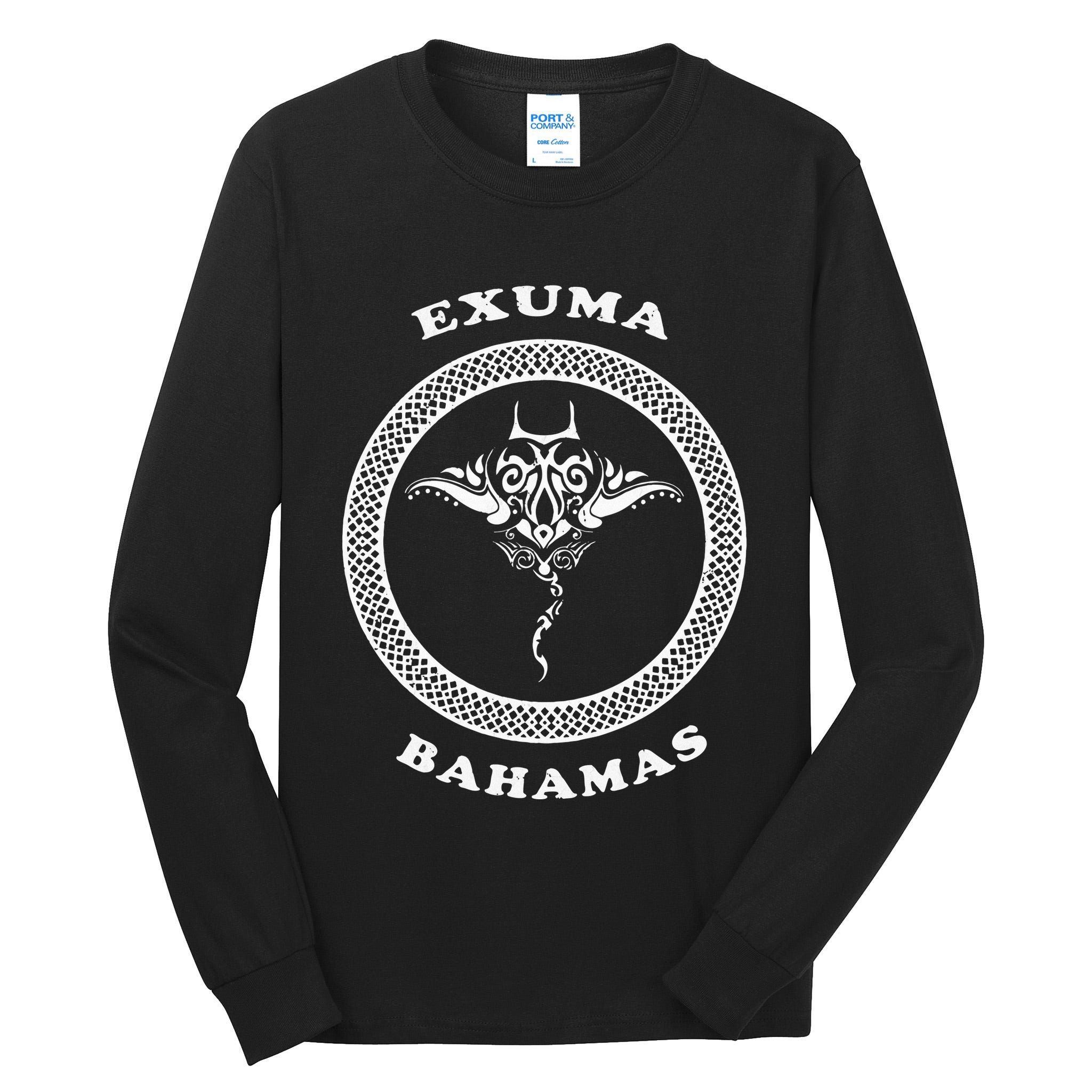 Exuma IslandsBahamas Retro Tribal Stingray Vacation Tall Long Sleeve T-Shirt