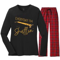 Everyday IM Shufflin Shuffleboard Player Board Game Lover Women's Long Sleeve Flannel Pajama Set 