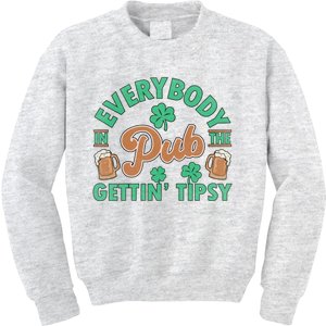 Everybody In The Pub Getting Tipsy Funny St Patrick's Day Kids Sweatshirt