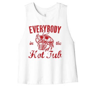 Everybody In The Hot Tub Funny Southern Crawfish Season Women's Racerback Cropped Tank