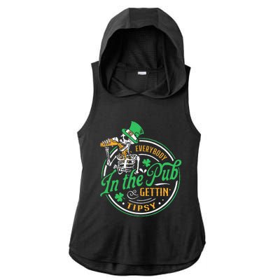 Everybody In The Pub Getting Tipsy St Patricks Day Ladies PosiCharge Tri-Blend Wicking Draft Hoodie Tank