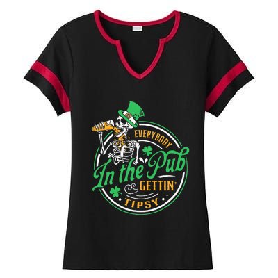 Everybody In The Pub Getting Tipsy St Patricks Day Ladies Halftime Notch Neck Tee