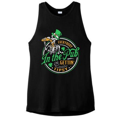 Everybody In The Pub Getting Tipsy St Patricks Day Ladies PosiCharge Tri-Blend Wicking Tank