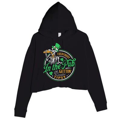 Everybody In The Pub Getting Tipsy St Patricks Day Crop Fleece Hoodie