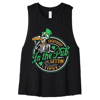 Everybody In The Pub Getting Tipsy St Patricks Day Women's Racerback Cropped Tank