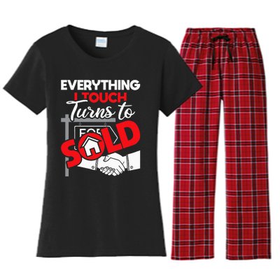 Everything I Touch Turns To Sold Realtor Real Estate Agent Women's Flannel Pajama Set