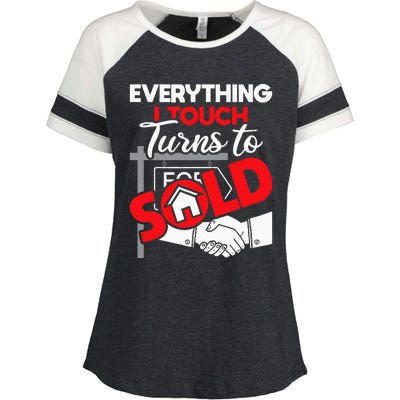 Everything I Touch Turns To Sold Realtor Real Estate Agent Enza Ladies Jersey Colorblock Tee