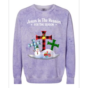 Esus Is The Reason For The Season Christian Christmas Gift Colorblast Crewneck Sweatshirt