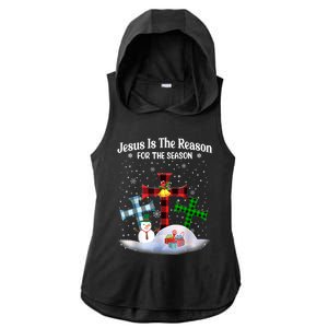 Esus Is The Reason For The Season Christian Christmas Gift Ladies PosiCharge Tri-Blend Wicking Draft Hoodie Tank