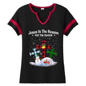 Esus Is The Reason For The Season Christian Christmas Gift Ladies Halftime Notch Neck Tee