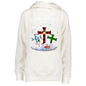 Esus Is The Reason For The Season Christian Christmas Gift Womens Funnel Neck Pullover Hood