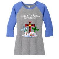 Esus Is The Reason For The Season Christian Christmas Gift Women's Tri-Blend 3/4-Sleeve Raglan Shirt