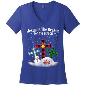 Esus Is The Reason For The Season Christian Christmas Gift Women's V-Neck T-Shirt