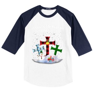 Esus Is The Reason For The Season Christian Christmas Gift Baseball Sleeve Shirt