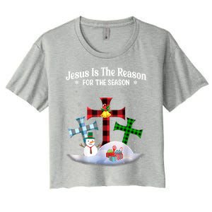 Esus Is The Reason For The Season Christian Christmas Gift Women's Crop Top Tee