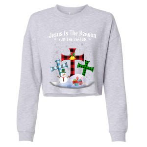 Esus Is The Reason For The Season Christian Christmas Gift Cropped Pullover Crew