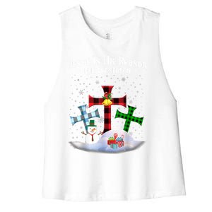 Esus Is The Reason For The Season Christian Christmas Gift Women's Racerback Cropped Tank