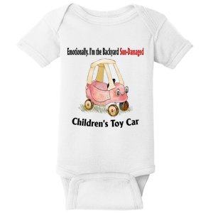 Emotionally I’m The Backyard SunDamaged Children’s Toy Car Baby Bodysuit