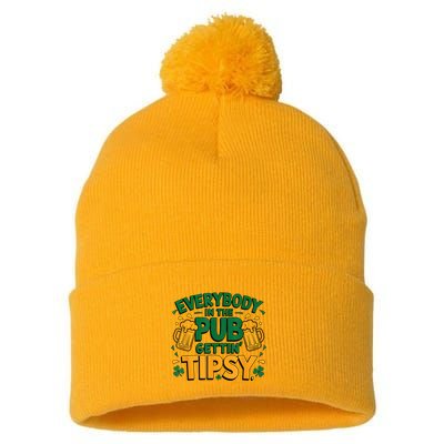 Everybody In The Pub Getting Tipsy Irish St Patricks Day Pom Pom 12in Knit Beanie