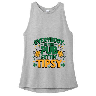 Everybody In The Pub Getting Tipsy Irish St Patricks Day Ladies PosiCharge Tri-Blend Wicking Tank