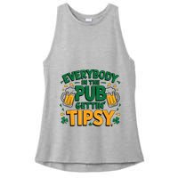 Everybody In The Pub Getting Tipsy Irish St Patricks Day Ladies PosiCharge Tri-Blend Wicking Tank