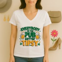 Everybody In The Pub Getting Tipsy Irish St Patricks Day Women's V-Neck T-Shirt