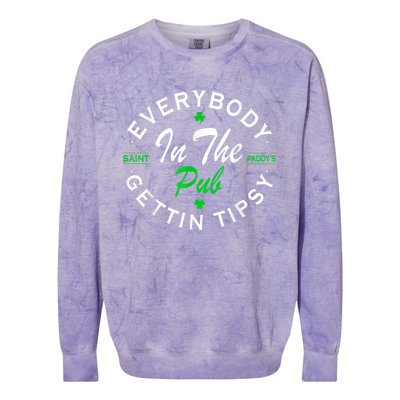 Everybody In The Pub Getting Tipsy St Patricks Day Shamrock Colorblast Crewneck Sweatshirt