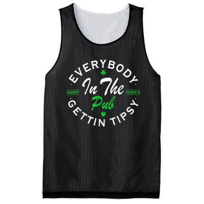 Everybody In The Pub Getting Tipsy St Patricks Day Shamrock Mesh Reversible Basketball Jersey Tank