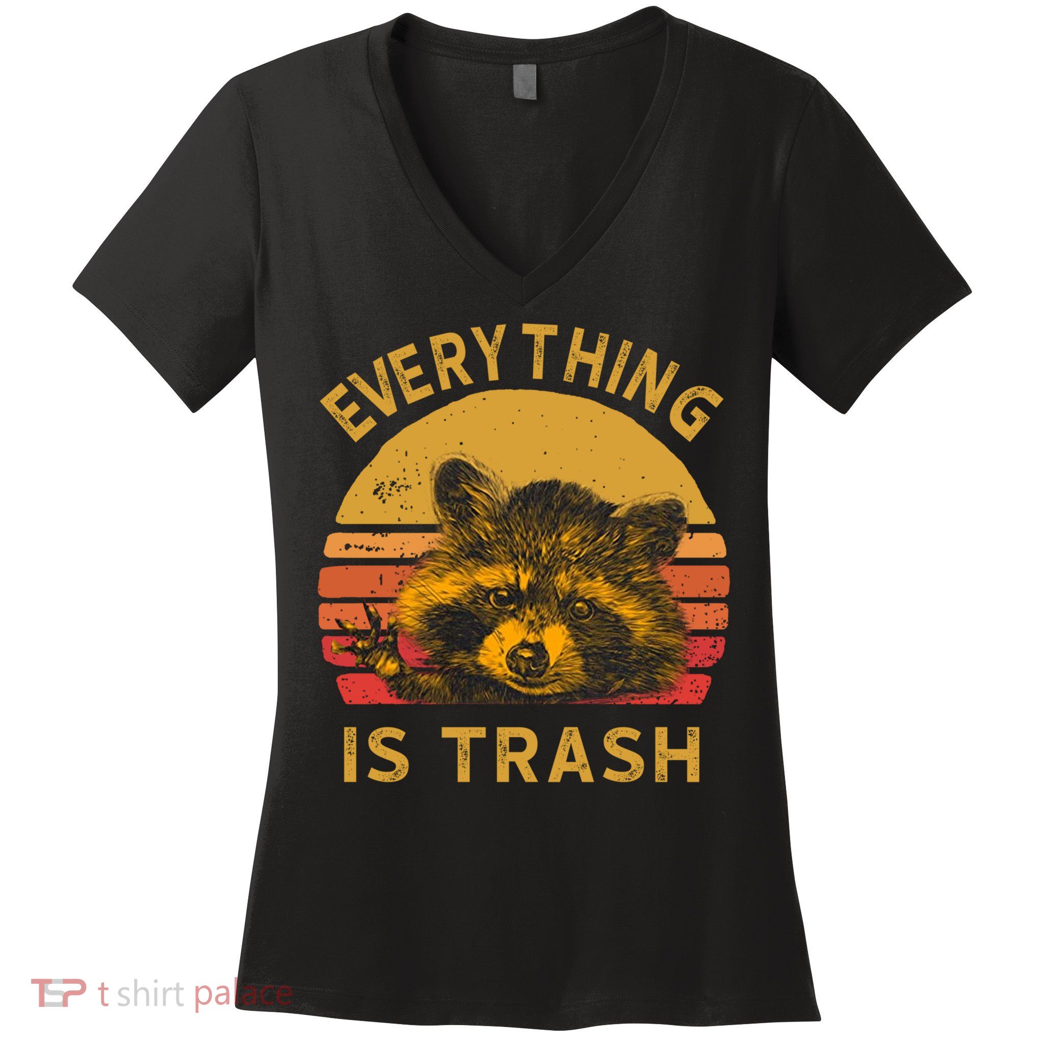 Everything Is Trash Fun Raccoon Picture Camping Hiking Gift Women's V-Neck T-Shirt