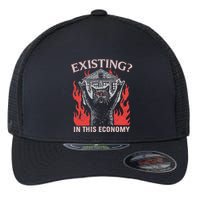Existing In This Economy Funny Cat Meme Humor Joke Sarcastic .Png Flexfit Unipanel Trucker Cap