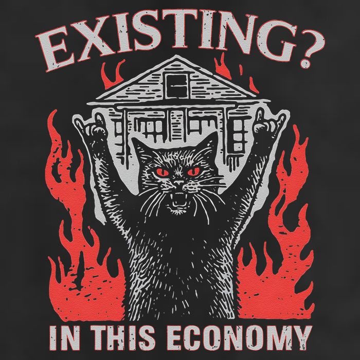 Existing In This Economy Funny Cat Meme Humor Joke Sarcastic .Png 15oz Campfire Ceramic Mug