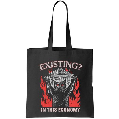 Existing In This Economy Funny Cat Meme Humor Joke Sarcastic .Png Bag