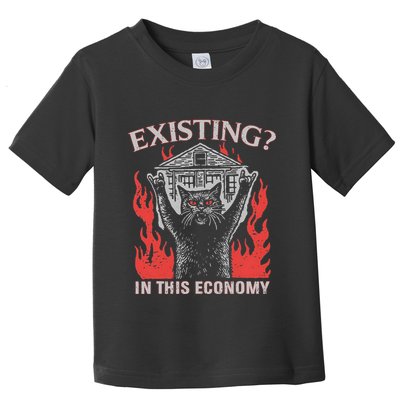 Existing In This Economy Funny Cat Meme Humor Joke Sarcastic .Png Toddler T-Shirt