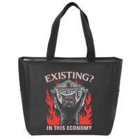 Existing In This Economy Funny Cat Meme Humor Joke Sarcastic .Png Zip Tote Bag