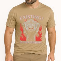 Existing In This Economy Funny Cat Meme Humor Joke Sarcastic .Png Cooling Performance Crew T-Shirt