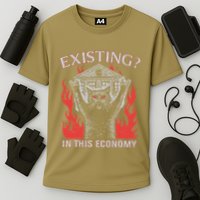 Existing In This Economy Funny Cat Meme Humor Joke Sarcastic .Png Cooling Performance Crew T-Shirt