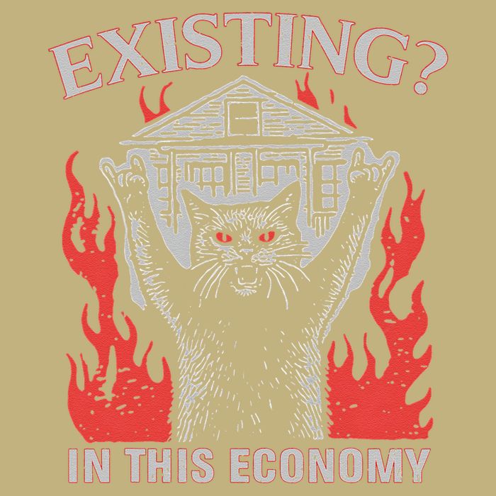 Existing In This Economy Funny Cat Meme Humor Joke Sarcastic .Png Cooling Performance Crew T-Shirt