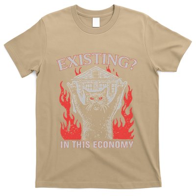 Existing In This Economy Funny Cat Meme Humor Joke Sarcastic .Png T-Shirt
