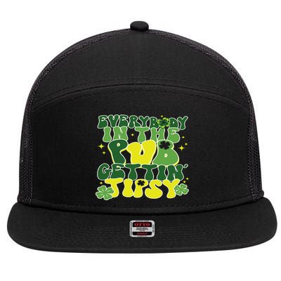 Everybody In The Pub Getting Tipsy Funny St Pattys Day 7 Panel Mesh Trucker Snapback Hat