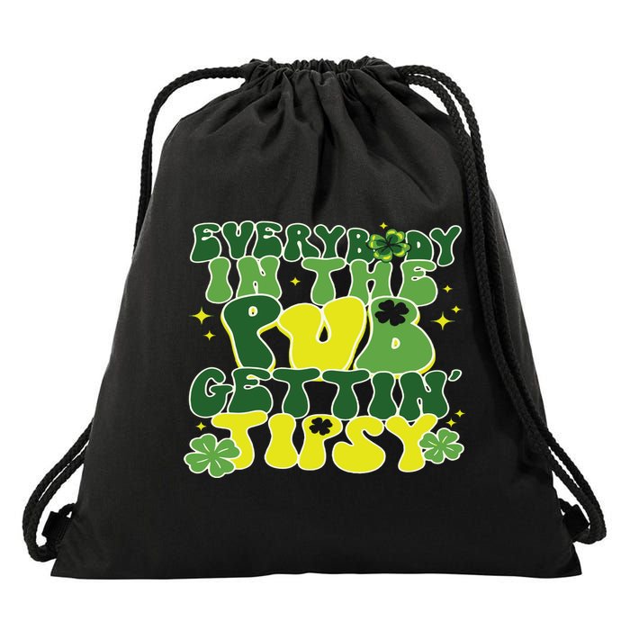 Everybody In The Pub Getting Tipsy Funny St Pattys Day Drawstring Bag
