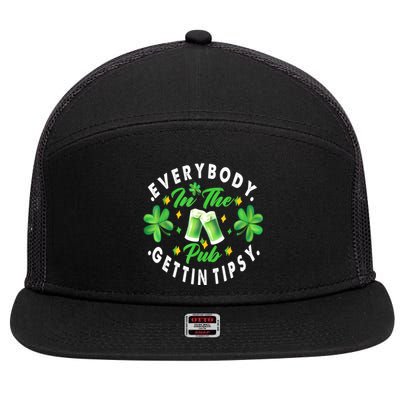 Everybody In The Pub Getting Tipsy St Patricks Day Shamrock 7 Panel Mesh Trucker Snapback Hat