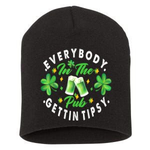 Everybody In The Pub Getting Tipsy St Patricks Day Shamrock Short Acrylic Beanie