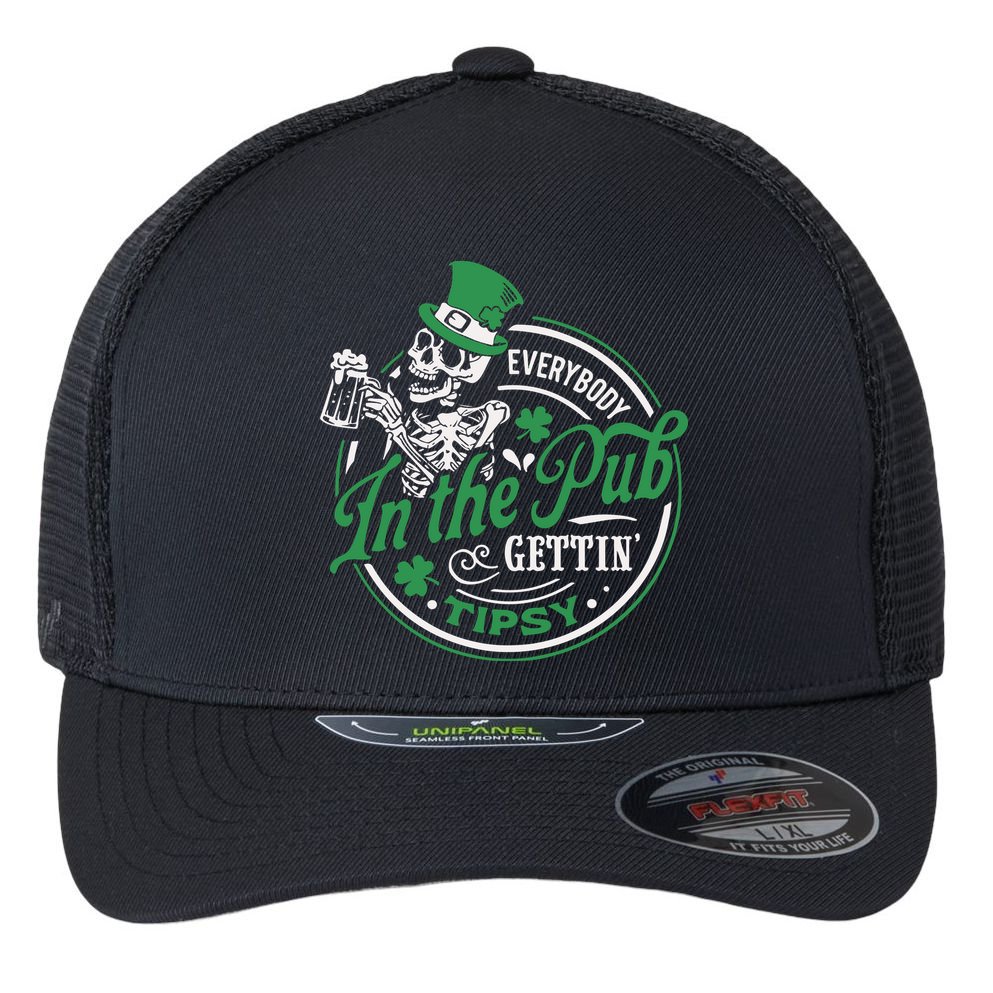 Everybody In The Pub Gettin Tipsy Shenanigans Drinking Flexfit Unipanel Trucker Cap