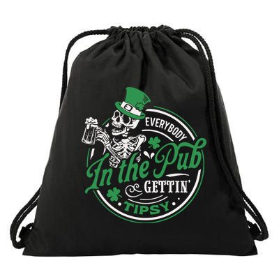Everybody In The Pub Gettin Tipsy Shenanigans Drinking Drawstring Bag