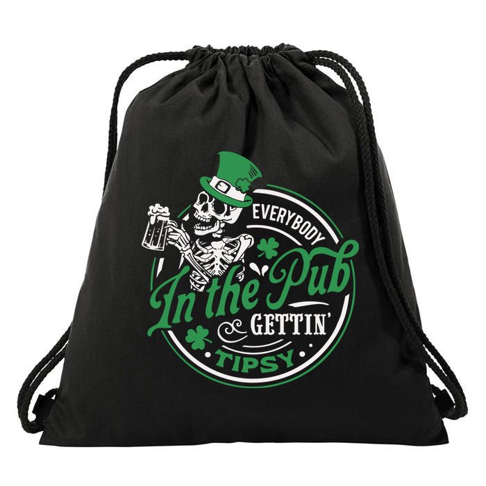 Everybody In The Pub Gettin Tipsy Shenanigans Drinking Drawstring Bag