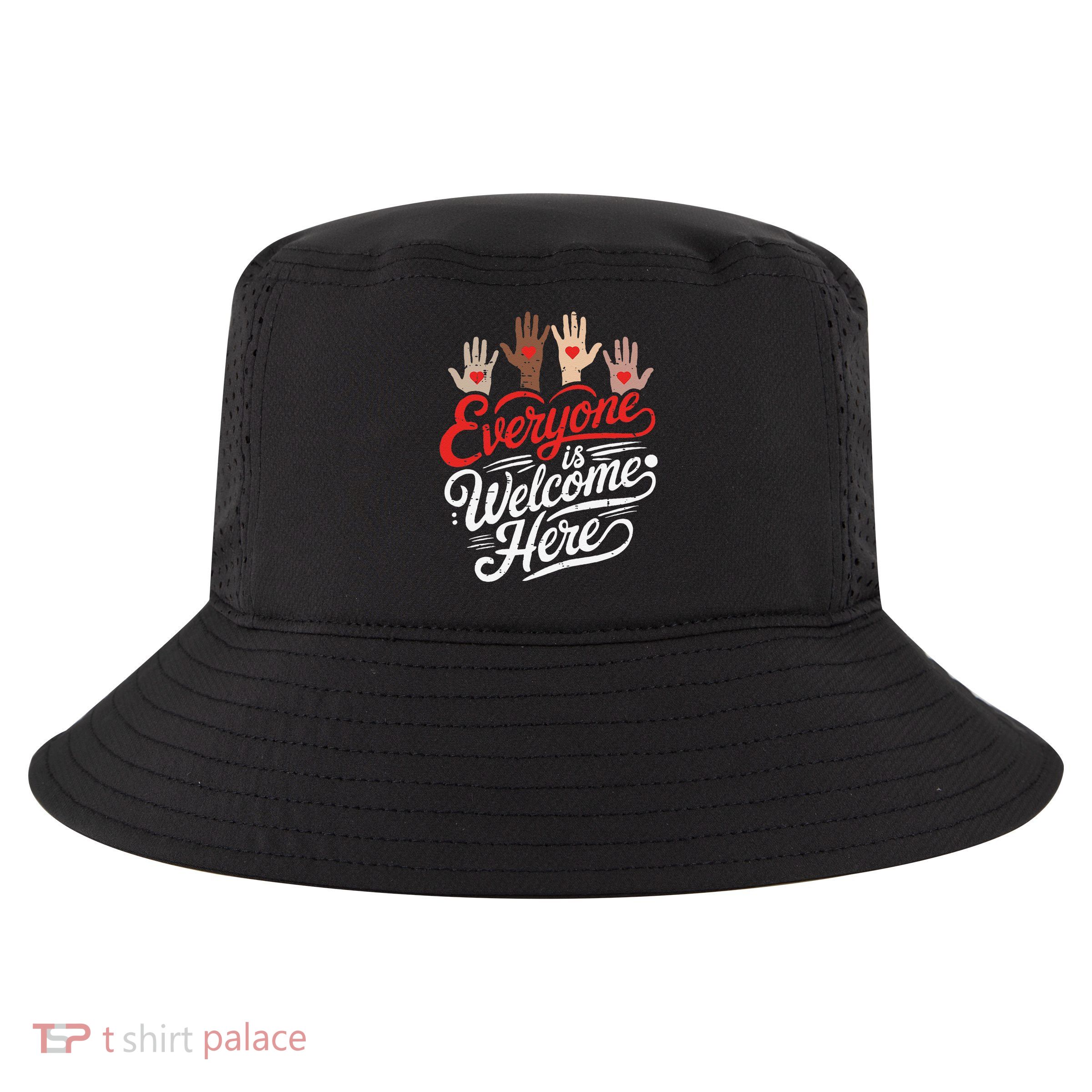 Education Idaho Teacher Everyone Is Welcome Here Fist Hand Cool Comfort Performance Bucket Hat