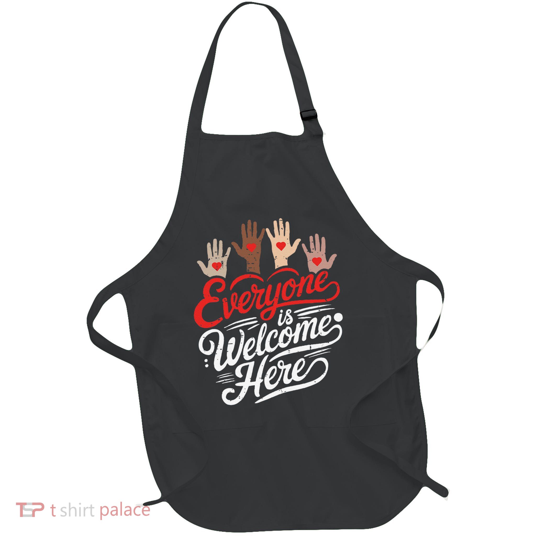 Education Idaho Teacher Everyone Is Welcome Here Fist Hand Full-Length Apron With Pockets
